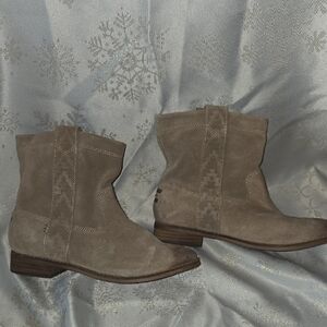 Toms Taupe Suede Ankle Booties